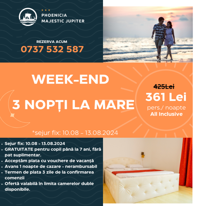 Weekend 3 nopti la mare 10-13.08.2024